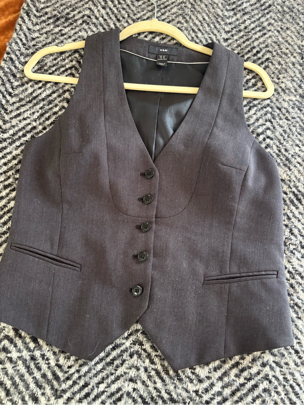 H&M Black Tailored Women's Vest with Five-Button Front
